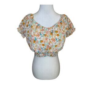 NEW Tween Diva Girls Size 16 Floral Puff Sleeve Top NWOT‎
